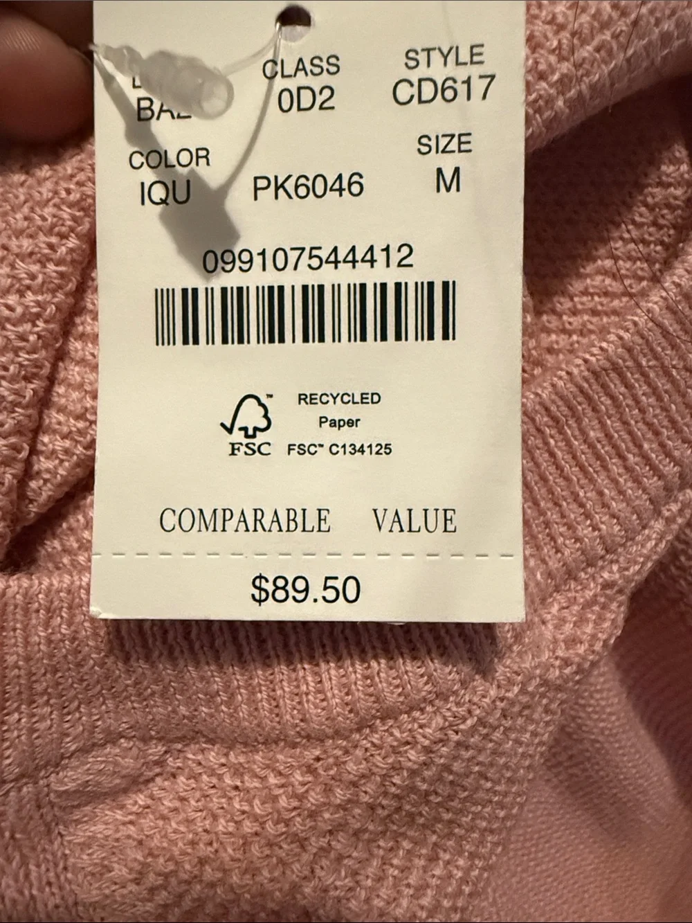 J. Crew Men's Crewneck Sweater in Blush Pink